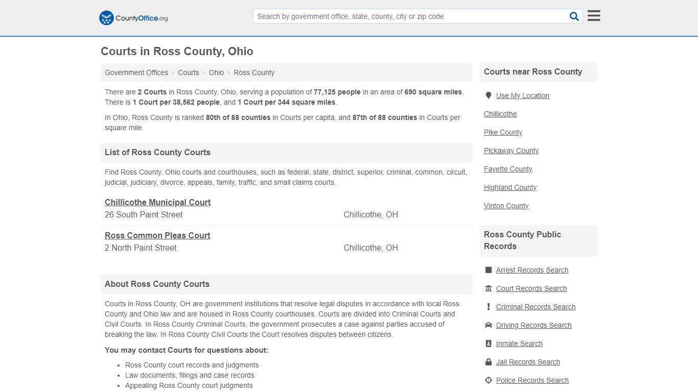 Courts - Ross County, OH (Court Records & Calendars)