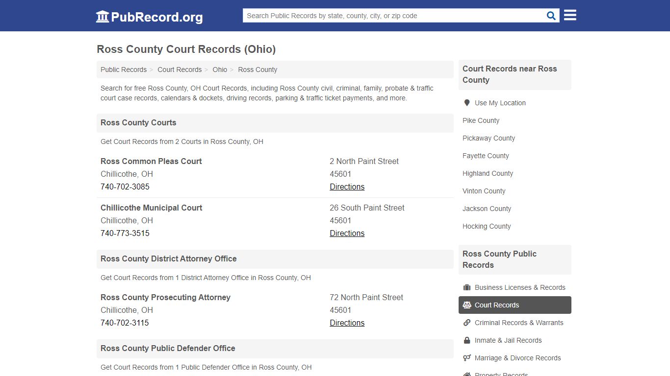 Free Ross County Court Records (Ohio Court Records) - PubRecord.org